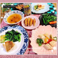 レンコ鯛と小松菜のソテーと鶏スペアリブ