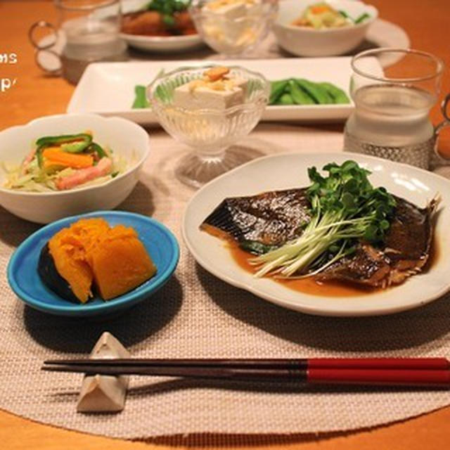 『カレイの煮付け』とストウブで『小さいおかず』の献立。