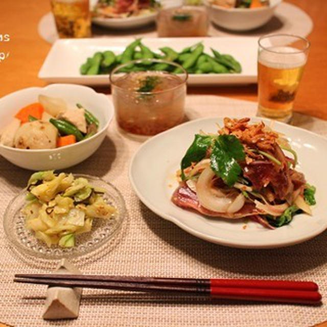 『鰹のたたき』とストウブで『小さいおかず』の献立。