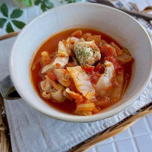 和風でほっこり♩鶏肉と白菜の『だしトマト煮』＊今週の朝ごはん