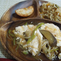 ◇さっぱり鶏チャーシューの黒豆もやしあんかけ