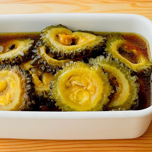 【野菜ひとつ】めんつゆでゴーヤの種ごと焼きびたし