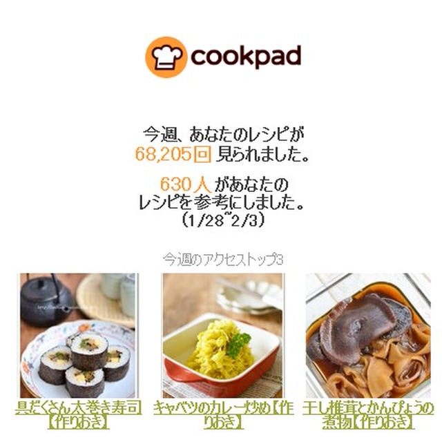クックパッドさんの週間レポート