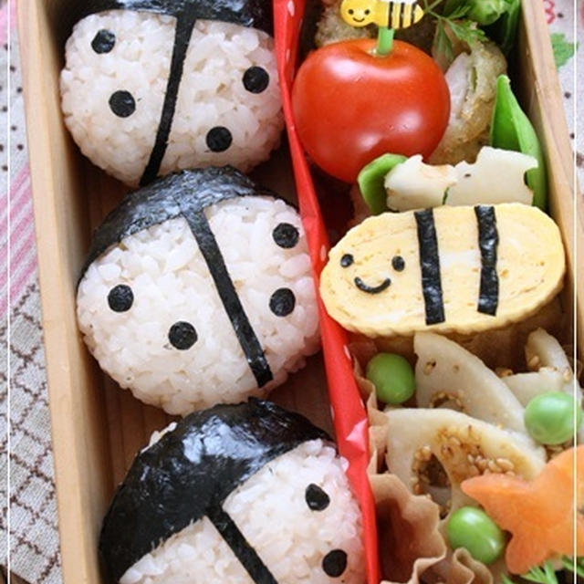春弁♪ミニてんとう虫とミツバチ弁当