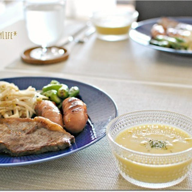 ☆サーロインステーキ＆ウインナーでガッツリ系！23日の昼ごはん☆