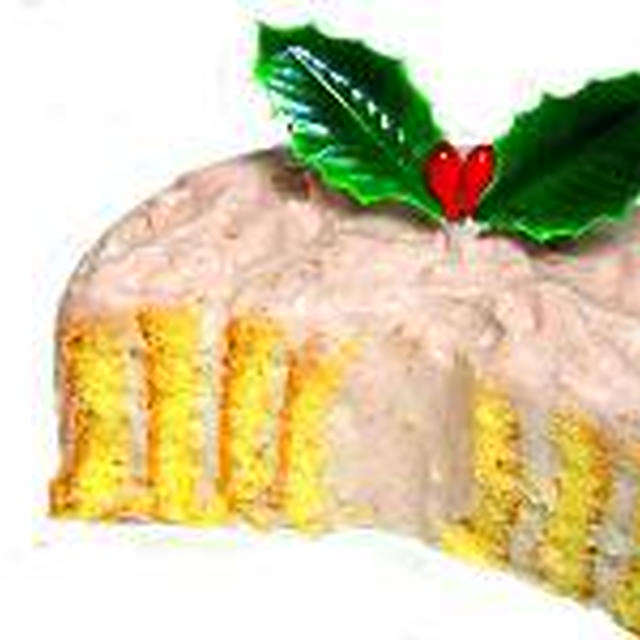 食物アレルギー対応クリスマスケーキレシピ、ピンクの切り株ケーキ。