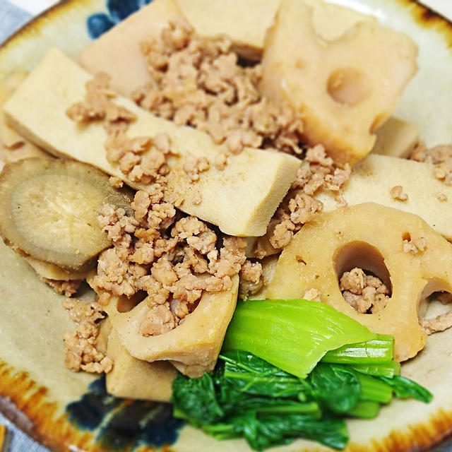 高野豆腐と根菜の甘辛煮（レシピ：平岩 紗千代）