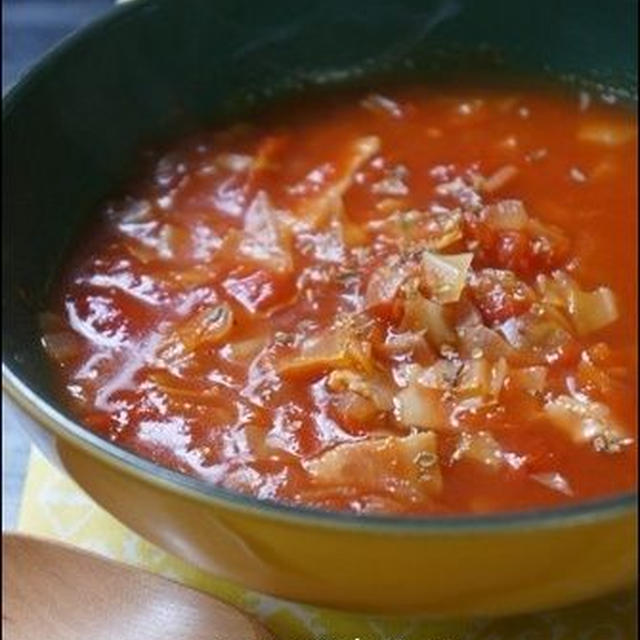 ＜おいしい朝ごはん♪＞トマト缶で作る食べるスープ。のレシピ。