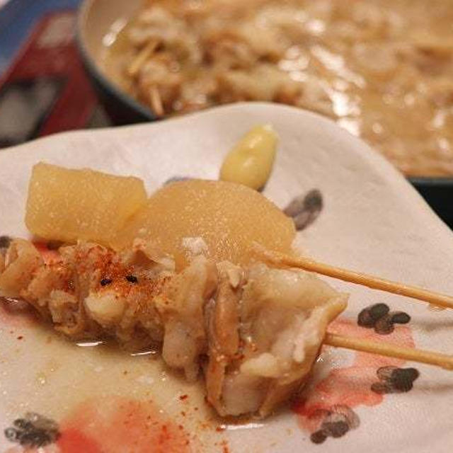 ★味噌もつ煮串・#本日のおうちごはん