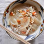 カンタン朝食アイデア。なめこ豚汁蕎麦をいただきます！　＜豚汁アレンジ＞