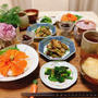 鮭のお丼の夕ご飯