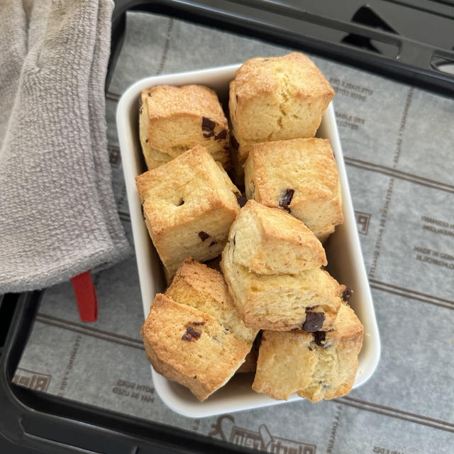 【レシピ】米粉ブレンド♡チョコチャンクスコーン♡朝食にもおやつにも♡大好評さくさくほろほろスコーンレシピだよ！