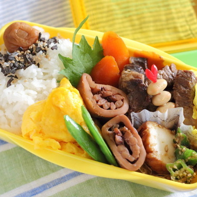 牛肉のやわらか煮弁当（詰め方動画付き）／中学の勉強と褒めどころの探し方