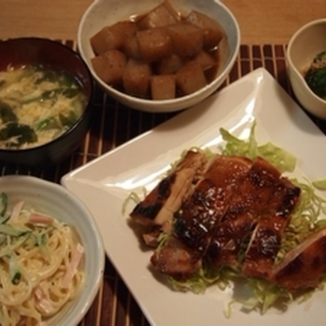 鶏照り焼きとこんにゃくのオランダ煮のお献立