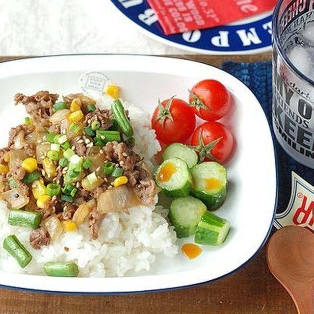 セリアで発見♡可愛いホーロー風食器【簡単！焼き肉風そぼろご飯】