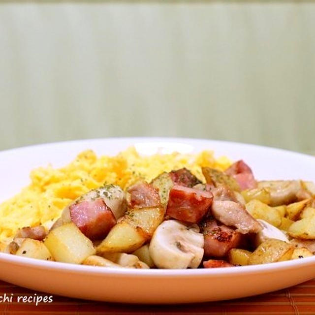 鶏肉とポテトのスクランブル炒め＆シンプルな味「カレイの煮つけ」