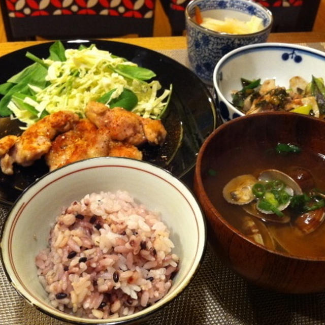 鶏肉のニンニクショウガ味噌焼き