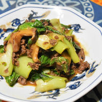 【おうちのみ大使】チンゲン菜と椎茸のオイスターソース炒め。干し椎茸で旨みたっぷりなおつまみ。