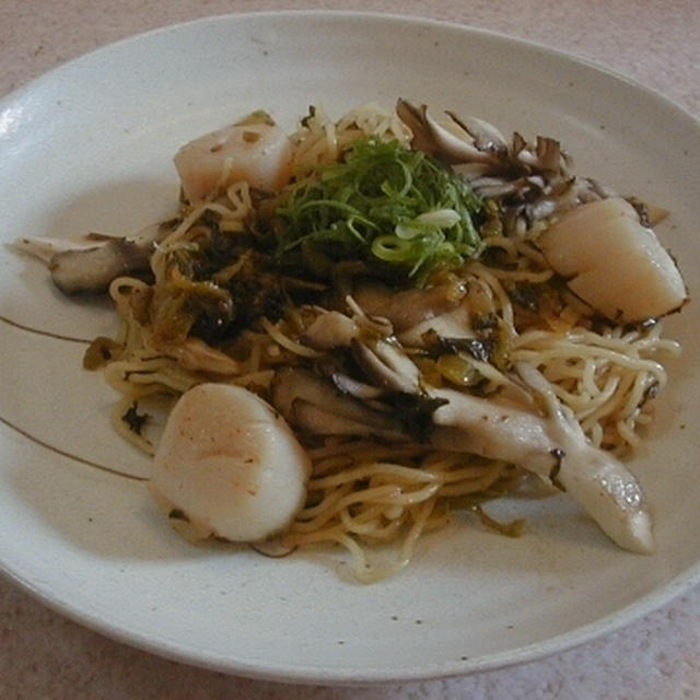 貝柱と高菜のたらこ焼きそば