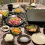 コストコ食材で、焼肉とサーモンユッケの夜ごはん