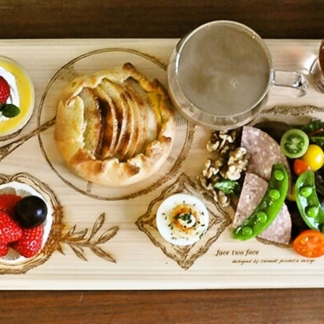 ちくわ海老紫蘇巻き天弁当（わっぱ）とワンプレート【facetwoface】朝ご飯～形なしりんごタルト～とらん丸さん