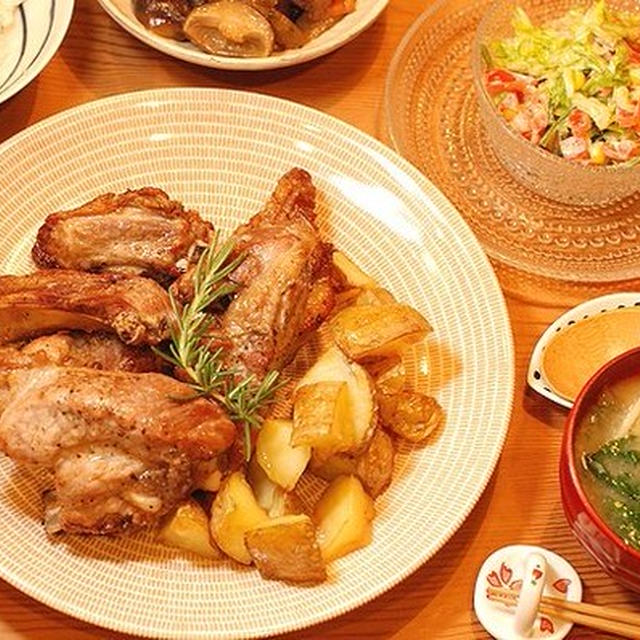 がっつりお肉！スペアリブとポテトのグリル定食【方向はどちら？】