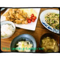 【献立163】鶏の生姜焼き＆豆苗ともやしとキノコの炒め物