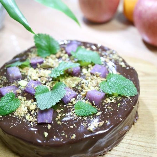 チョコ掛け紫芋のホールケーキ By こざかなくんさん レシピブログ 料理ブログのレシピ満載