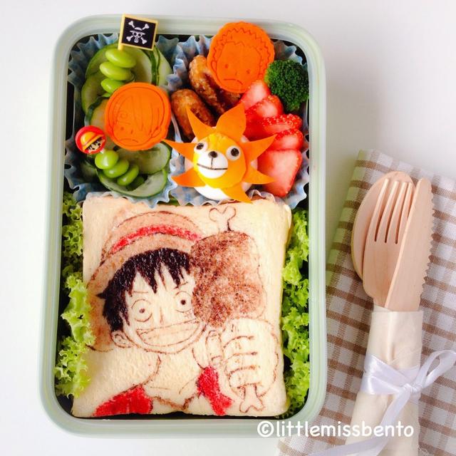 ONE PIECE Luffy Toast Art Bento and Tutorial　トーストアート作り方『ONE PIECE』モンキー・D・ルフィ