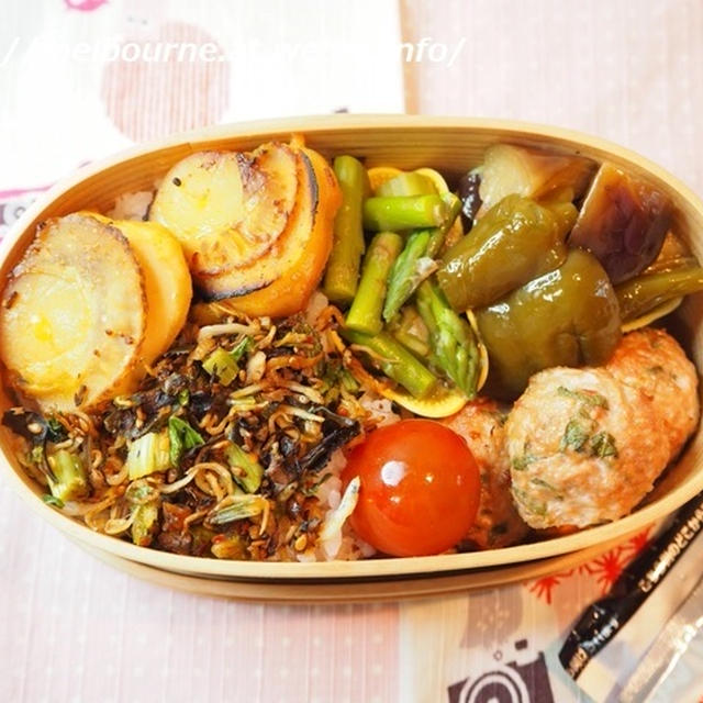 ホタテの味噌漬けとミートボールのお弁当
