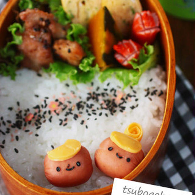 ころころウインナーのカップルおべんと