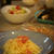 ひらめのカルパッチョと生ハムとレモンのパスタ