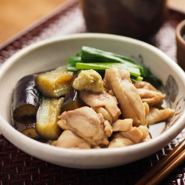 鶏と茄子の治部煮風