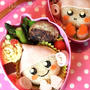 冬の女の子、着ぐるみ赤ちゃん、おむすびのお弁当