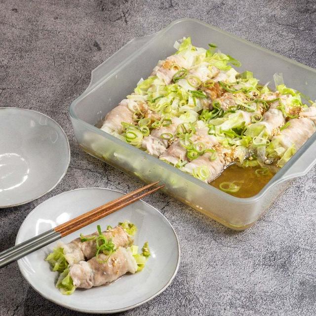 レンジにおまかせ簡単メインのおかず！シャキッとレタスの豚しゃぶ巻き