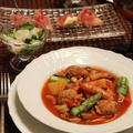 チョリソーと たっぷりきのこの トマトスープ♪ コラボレッスン終了 疲れさまディナー by Junko さん