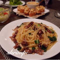 ホタルイカと小松菜のペペロンチーノ