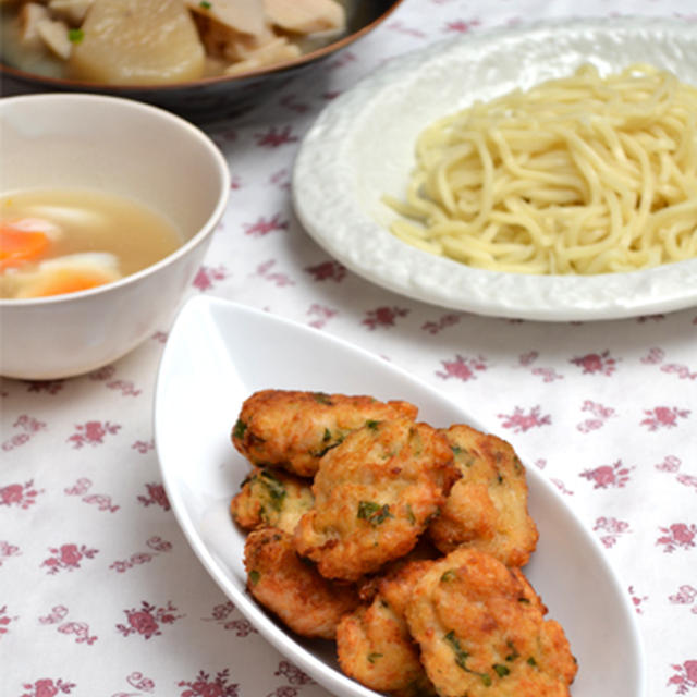 梅しそナゲットで・おさらい。おでんの汁で根菜煮の晩ご飯。