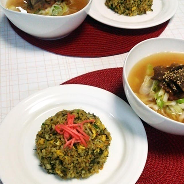 高菜炒飯と豚バラの漬け焼きラーメン