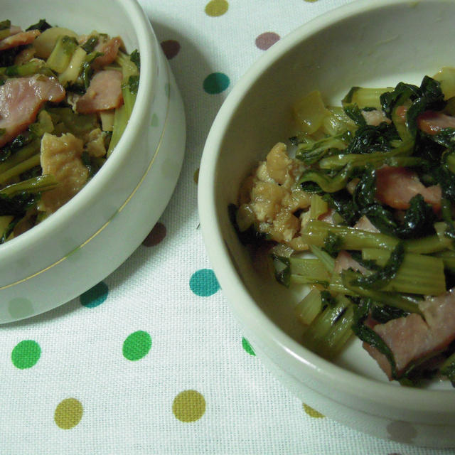 大根葉と油揚げの炒め物