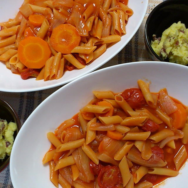 炊飯器調理：野菜ジュースのパスタ