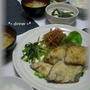 カレイの唐あげ＋きんぴらごぼう＋ニラ豆腐＋小松菜のバター醤油