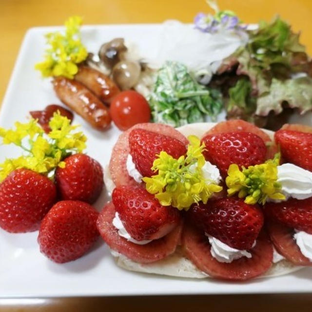 朝ご飯ですよ～キウイとイチゴのオープンサンド～