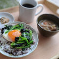 目玉焼き＋小松菜の朝ごはん【常備菜アレンジ】レシピあります