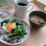 目玉焼き＋小松菜の朝ごはん【常備菜アレンジ】レシピあります