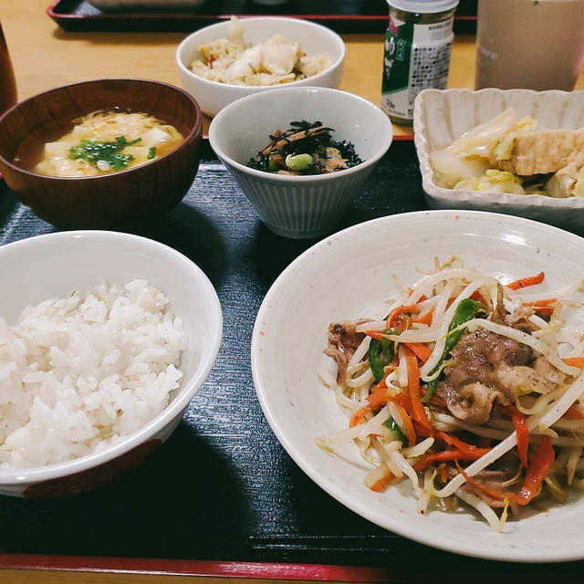 ”肉野菜炒め”の晩ごはん