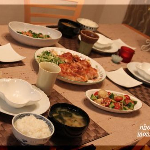 鶏肉のはちみつ照り焼き＆辛子とわさびを使った副菜で和食ご飯♪