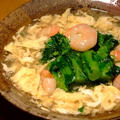 菜の花と海老の冷製卵餡かけ
