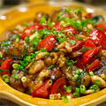 【レシピ】鶏肉とパプリカの中華風ナッツ炒め