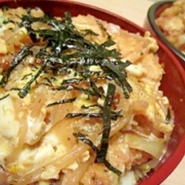 ヘルシーチキンカツでもやし入り親子カツ丼♪